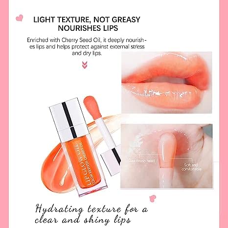 3 Pcs Plumping Lip Oil, Hydrating Lip Glow Oil, Plumping Lip Gloss, Tinted Lip Oil Balm, Long Lasting Transparent Moisturizing Lip Oil Gloss, Natural Lip Plumper Gloss Make Lips Fuller(01+12+15)