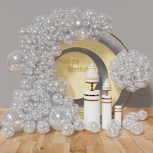 kawkalsh clear balloons garland kit, 133pcs latex balloons arch different sizes party balloon for birthday party graduation baby shower wedding holiday balloon decoration