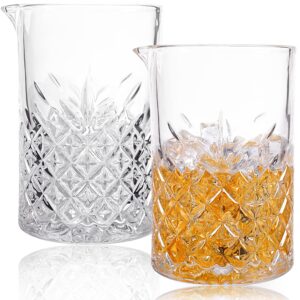sogyupk 2 pack cocktail stirring glasses,24oz drink mixing glasses,crystal glass cocktail mixing glasses, thick weighted bottom, professional bartender's mixer glass stirring glasses,bar tools.