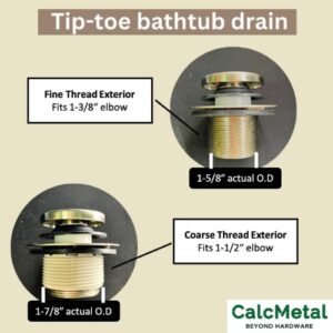 CalcMetal Tip-Toe Bathtub Drain Stopper, Fits 1-1/2 Inch or 1-3/8 Inch,Easy to Install, Plated Chrome