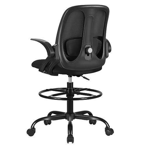 Razzor Drafting Chair Tall Ergonomic Office Chair Standing Desk Stool Chair with Adjustable Lumbar Support and Footrest Ring Executive Computer Chair