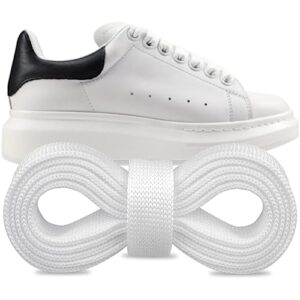 endoto shoelaces replacement flat laces for alexander mcqueen oversized sneaker shoes(color:white,size:50inch)