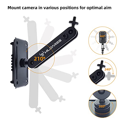 WILDARES Trail Camera Mounting Bracket,Hunting Pro Gear Acccessery, Wildlife Cam Mount, Deer Monitor Mount, Hunter Camera Kit,Nylon Fiber Strap,Heavy-Duty Metal,Black,5.9x3.7x2.5 inch (2 PCS)