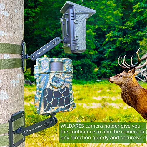 WILDARES Trail Camera Mounting Bracket,Hunting Pro Gear Acccessery, Wildlife Cam Mount, Deer Monitor Mount, Hunter Camera Kit,Nylon Fiber Strap,Heavy-Duty Metal,Black,5.9x3.7x2.5 inch (2 PCS)