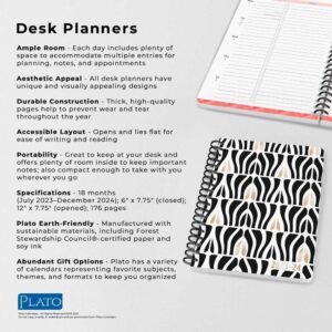 Ebony & Ivory | 2024 6 x 7.75 Inch 18 Months Weekly Desk Planner | Foil Stamped Cover | July 2023 - December 2024 | Plato | Stationery Planning