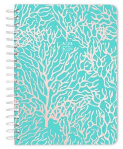 seaside currents | 2024 6 x 7.75 inch 18 months weekly desk planner | foil stamped cover | july 2023 - december 2024 | plato | planning stationery