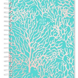 Seaside Currents | 2024 6 x 7.75 Inch 18 Months Weekly Desk Planner | Foil Stamped Cover | July 2023 - December 2024 | Plato | Planning Stationery