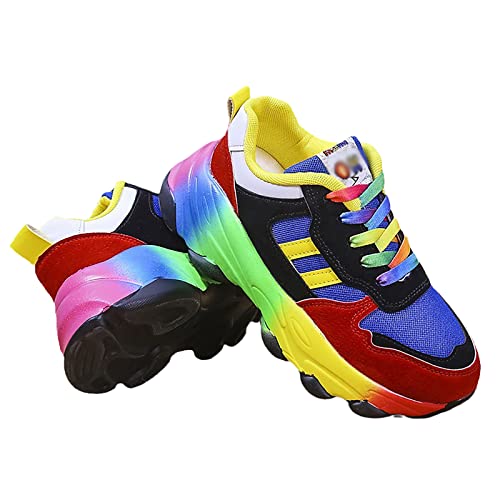 LSCOLO Rainbow Shoe Trainers for Women, Women's Platform Casual Sports Shoes，Running Trainers Lightweight Colourful Sports Shoes,39,Blue