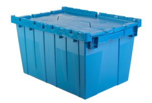 hudson exchange 21.9 x 15.2 x 12.8” (3 pack) storage tote distribution container with hinged attached lid, blue