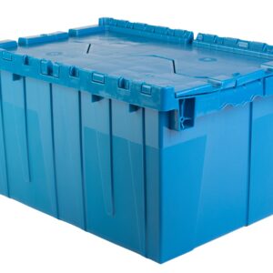 Hudson Exchange 21.9 x 15.2 x 12.8” (3 Pack) Storage Tote Distribution Container with Hinged Attached Lid, Blue