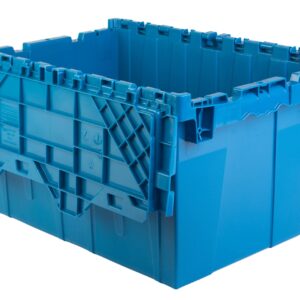 Hudson Exchange 21.9 x 15.2 x 12.8” (3 Pack) Storage Tote Distribution Container with Hinged Attached Lid, Blue