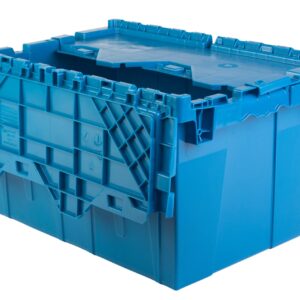 Hudson Exchange 21.9 x 15.2 x 12.8” (3 Pack) Storage Tote Distribution Container with Hinged Attached Lid, Blue