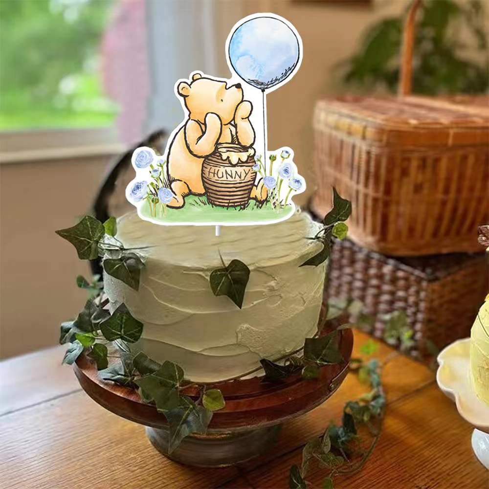 Classic The Pooh Cake Topper Blue For Boys Baby Shower Winnie Bee Birthday Party Decorations Centerpieces