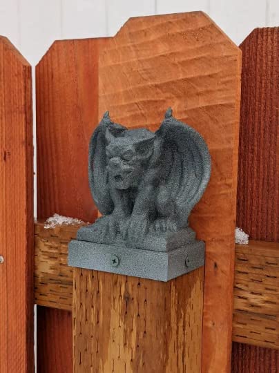 Gargoyle Fence Post Topper 4x4 PVC Vinyl or Wood - Garden Gargoyal Statue (Wood 4x4 (3.5"x3.5"))