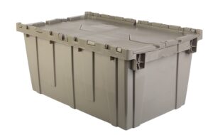 hudson exchange 27.3 x 17.2 x 12.6 (3 pack) storage tote distribution container with hinged attached lid, gray/brown