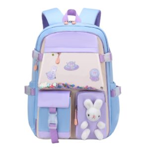 faolone kawaii backpack for girls school book bag,cute lightweight girls school backpack fletcher school bag causel daypack birthdays gifts(blue)