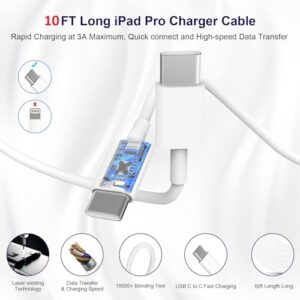 Matsusho iPhone 15 Charger 10 FT, 3 Pack 20W USB-C Fast Wall Charger with 3 Pack 10FT Extra Long USB C Charger Fast Charging Cable Compatible for iPhone 15/15 Plus/15 Pro/15 Pro Max, iPad Pro/Air/Mini