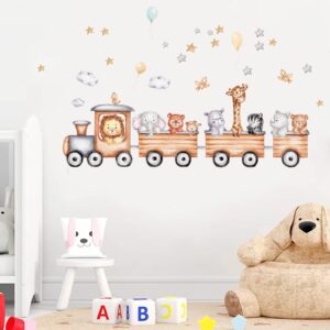 jungle animals wall decals for kids room, giraffe tiger zebra elephant wall stickers for kids room living room bedroom home decorations nursery wall decor (style a)