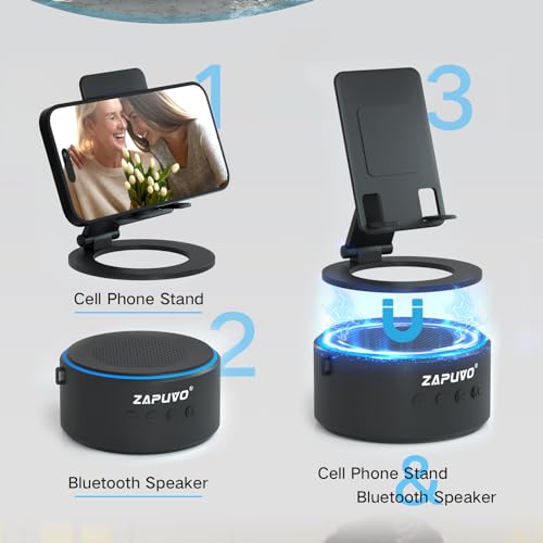 ZAPUVO Bluetooth Speaker with Cell Phone Stand, Dad Gifts for Fathers Day from Daughter Son Kids, Gifts for Men Women Birthday, Cool Gadgets Anniversary Ideas for Husband Him from Wife