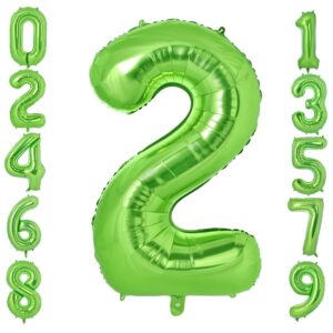 vonokee 40 inch light green giant number balloons 2, jumbo digital foil mylar balloon for birthday party wedding anniversary celebration decoration