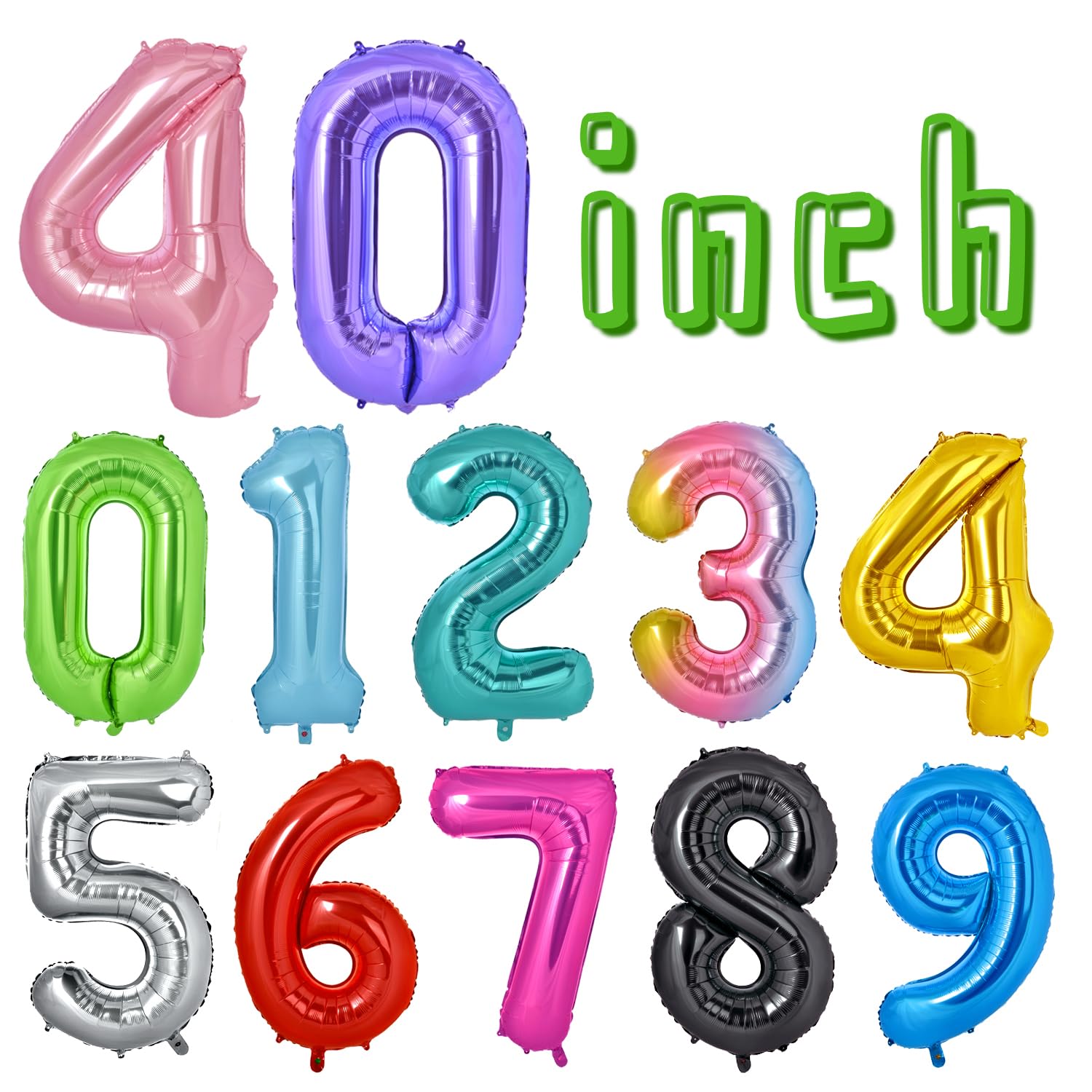 Vonokee 40 Inch Light Green Giant Number Balloons 2, Jumbo Digital Foil Mylar Balloon for Birthday Party Wedding Anniversary Celebration Decoration