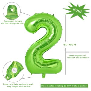 Vonokee 40 Inch Light Green Giant Number Balloons 2, Jumbo Digital Foil Mylar Balloon for Birthday Party Wedding Anniversary Celebration Decoration