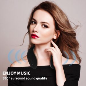 JQKZH Neckband Bluetooth Speaker, Neck Bluetooth Speaker Wireless, Wearable Bluetooth Speaker System for Gaming, Movies and Music, True 3D Stereo Surrounding