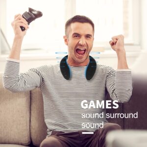 JQKZH Neckband Bluetooth Speaker, Neck Bluetooth Speaker Wireless, Wearable Bluetooth Speaker System for Gaming, Movies and Music, True 3D Stereo Surrounding