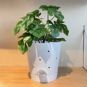 lehorra 1 Pcs Orchid Pot with Holes, 7 Inch Self Watering Plastic Orchid Pots for Repotting, Breathable Slotted Planter Pots for Orchid, Devil's Ivy Healthy Air Circulation & Drainage (White)