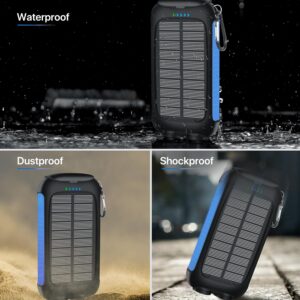 Nuynix Solar Charger Power Bank, 38800mAh Portable Phone Charger with 1 Type C & 2 USB Ports Built-in Dual LED Flashlight, 15W Fast Charging Waterproof Solar Panel Charger for iPhone, iPad, Samsung