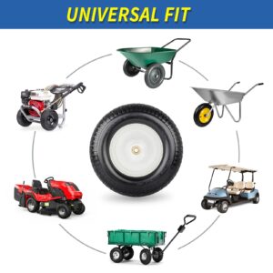 GICOOL 4.80/4.00-8" Wheelbarrow Tire, 16" Flat-Free Solid Tire and Wheel, 3-6" Centered Hub, 5/8" & 3/4" Bearing, For Broadcast Spreader Garden Wagon Cart Trolley Dolly Lawn Mover (1 Pack)
