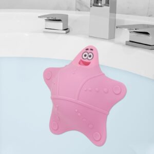 bathtub overflow drain cover, bath accessories, soak bath overflow drain cover, silicone bath tub drain plug with 5 suction cups, adds inches of water for deeper bath, tub overflow drain stopper(pink)