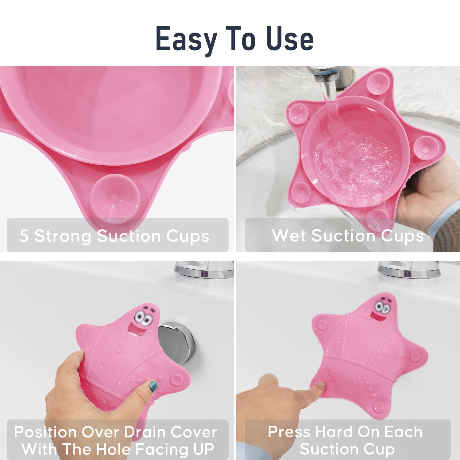 Bathtub Overflow Drain Cover, Bath Accessories, Soak Bath Overflow Drain Cover, Silicone Bath Tub Drain Plug with 5 Suction Cups, Adds Inches of Water for Deeper Bath, Tub Overflow Drain Stopper(Pink)