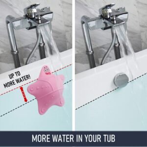 Bathtub Overflow Drain Cover, Bath Accessories, Soak Bath Overflow Drain Cover, Silicone Bath Tub Drain Plug with 5 Suction Cups, Adds Inches of Water for Deeper Bath, Tub Overflow Drain Stopper(Pink)