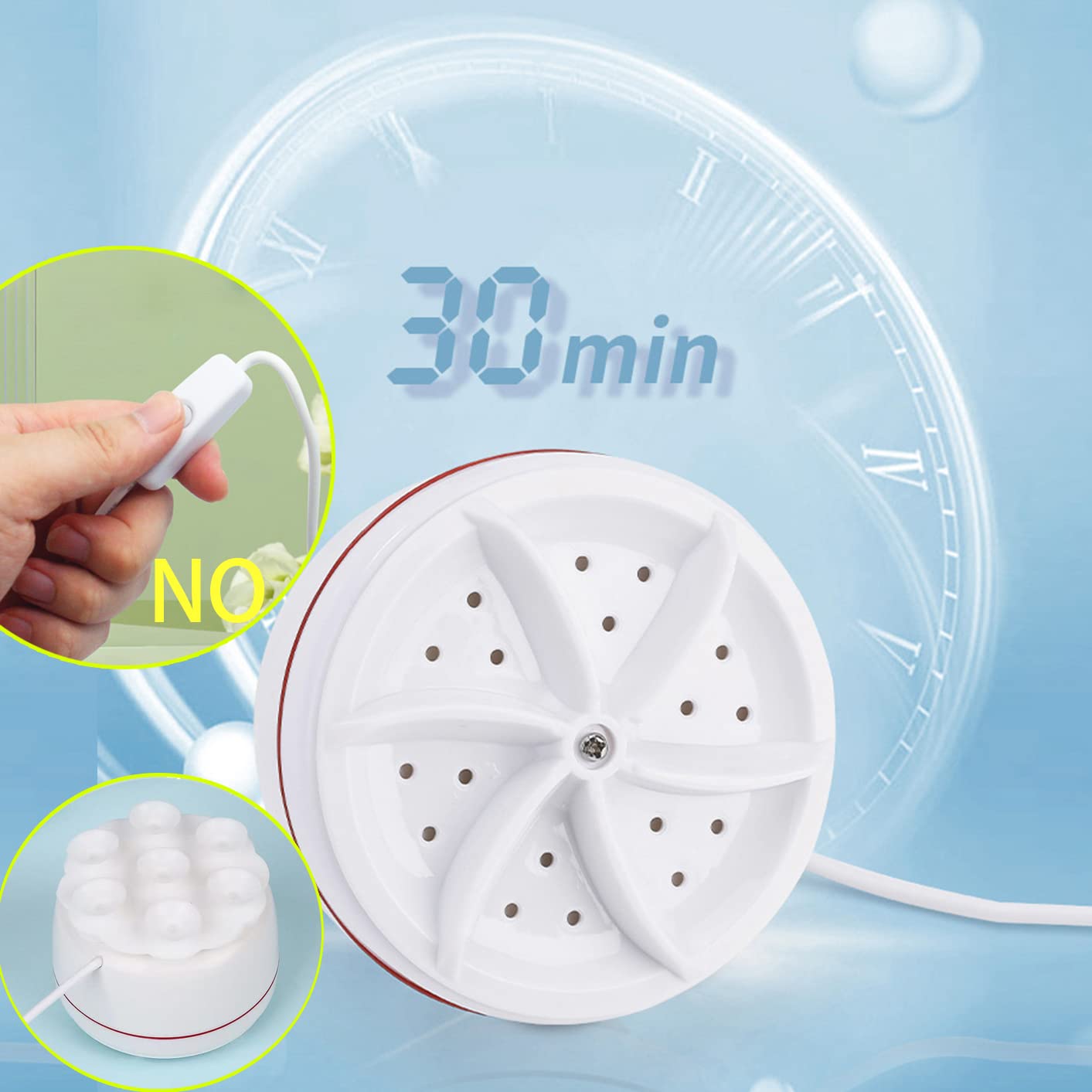 Mini Washing Machine Upgraded Ultrasonic Portable Washer with Suction Cup 3 in 1 Dishwashers Small Washer Machine for Home, Business, Travel, College Room, RV, Apartment