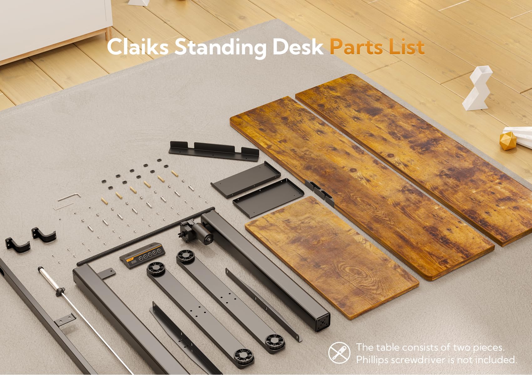 Claiks Standing Desk with Keyboard Tray, Standing Desk Adjustable Height, Raising Desks for Home Office and Computer Workstation, 48 Inches, Rustic Brown