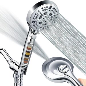 filtered shower head with handheld,high pressure water flow and 10-mode shower head filter for hard water,water softener shower head,handheld shower head with 70“ long hose