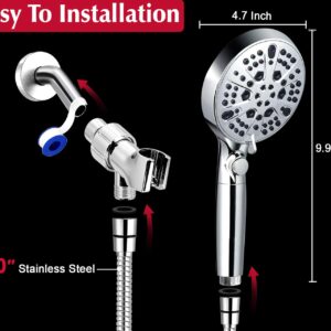 Filtered Shower Head with Handheld,High Pressure Water Flow and 10-Mode Shower Head Filter for Hard Water,Water Softener Shower Head,Handheld Shower Head with 70“ Long Hose