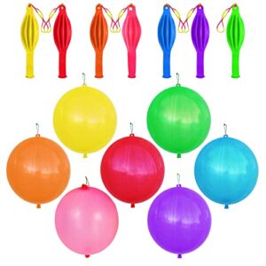 thickened punch balloons party favors for kids heavy duty, assorted color punching balloons with rubber band handle for birthday wedding children's day 32pcs.
