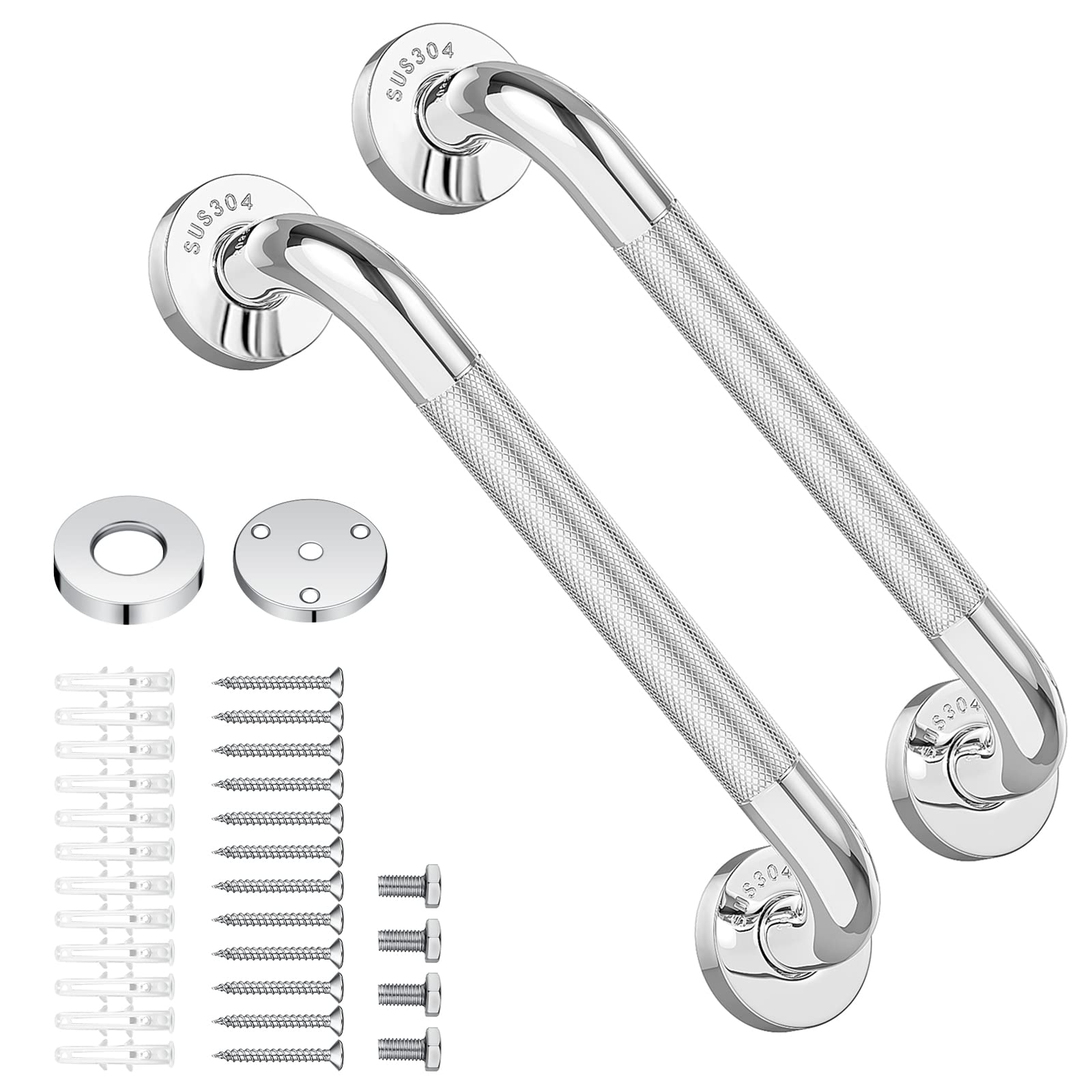 Grab Bars for Bathtubs and Showers, Aolloa 2 Pack 16inch SUS304 Stainless Steel Anti Slip Bath Handle for Elderly Senior Handicap Pregnant Women