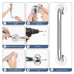 Grab Bars for Bathtubs and Showers, Aolloa 2 Pack 16inch SUS304 Stainless Steel Anti Slip Bath Handle for Elderly Senior Handicap Pregnant Women