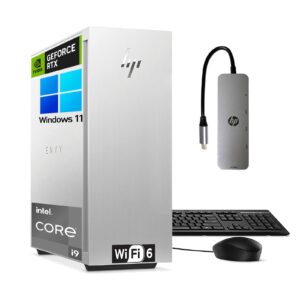 hp envy business desktop, 12th gen intel core i9-12900, windows 11 pro, 64gb ram, 2tb ssd, nvidia geforce rtx 3070, thunderbolt 4, type-c, rj-45, wifi 6, black wired keyboard and mouse, durlyfish