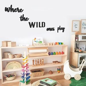 Xylolfsty Playroom Wall Decor, Where the Wild Ones Play Room Sign Wooden Wall Art Decoration for Boys and Girls Toy Room Kids Toddler Nursery Room Bedroom Home Word Cutouts Sign 8 pcs