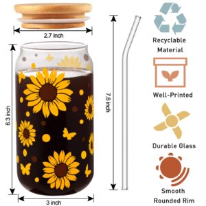 Vakuny Sunflower Gifts for Women - Inspirational Gifts for Women - Sister Gifts from Sisters - Birthday Gift for Mom, Friend, Wife, Coworker - 16 Oz Sunflower Beer Can Glass…