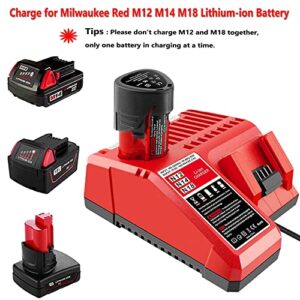 N12 N14 N18 Multi-Voltage Rapid Charger 48-59-1812 Compatible with Milwaukee 12V-18V Lithium Battery M12 M18 M14 48-11-1850 48-11-1852 48-11-1828 48-11-2411 48-11-2460