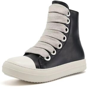 impremey women's high top sneakers lace up pu leather shoes with thick soles and zipper, fashionable walking shoes