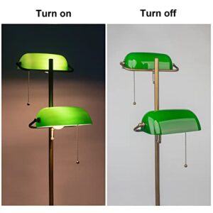 FIRVRE Green Glass Bankers Floor Lamp Classic Vintage Standing Lamp with Pull Chain Switch Adjustable Arm Reading Floor Light for Bedroom Headboard Workplace Office Piano Style Lamp