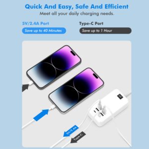 USB C Charger Station, 6 Ports USB Charging Station, Multi USB Charging Station Compatible with iPhone/Samsung/Tablet and Other Multiple Devices, Power Strip with ON/Off Switch