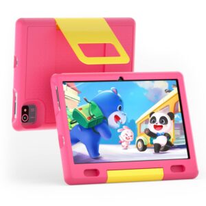 kunleba kids tablet 10.1 inch andriod 11 tablet for kids quad core 32gb rom 6000mah wi-fi bluetooth tablets pc (pink)