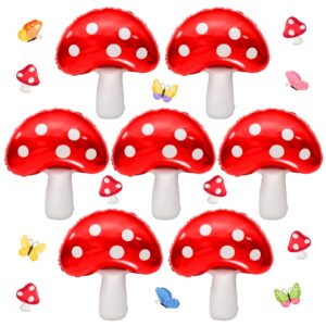 ospvcwk 7pcs cute mushroom balloons - 31 x 21 inch large mushroom aluminum foil balloons, easy to inflate, fun mushroom birthday forest plant theme party decorations supplies